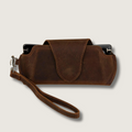Leather Sunglass Case with Wrist Strap - Rich Dark Brown - Denver