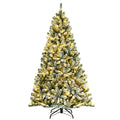 6 Feet Pre-lit Snow Flocked Hinged Christmas Tree with 928 Tips and Metal Stand