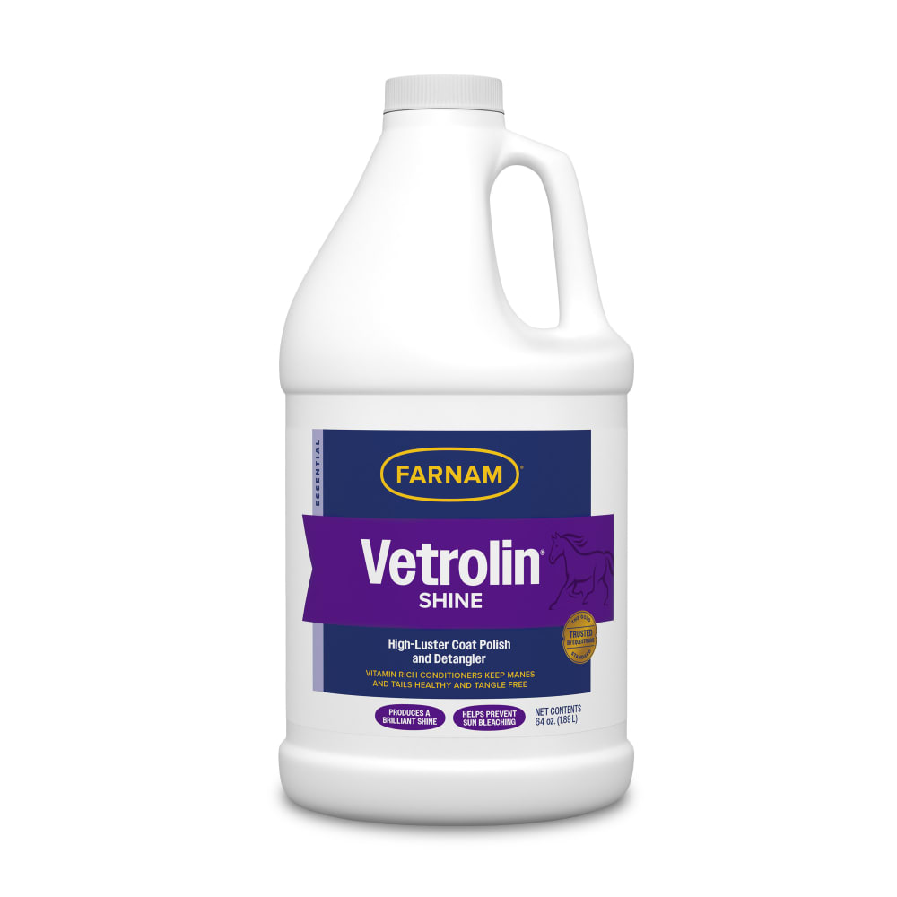 Farnam Vetrolin Shine Coat Conditioner & Shine Spray for Horses Mane Tail 64 oz.