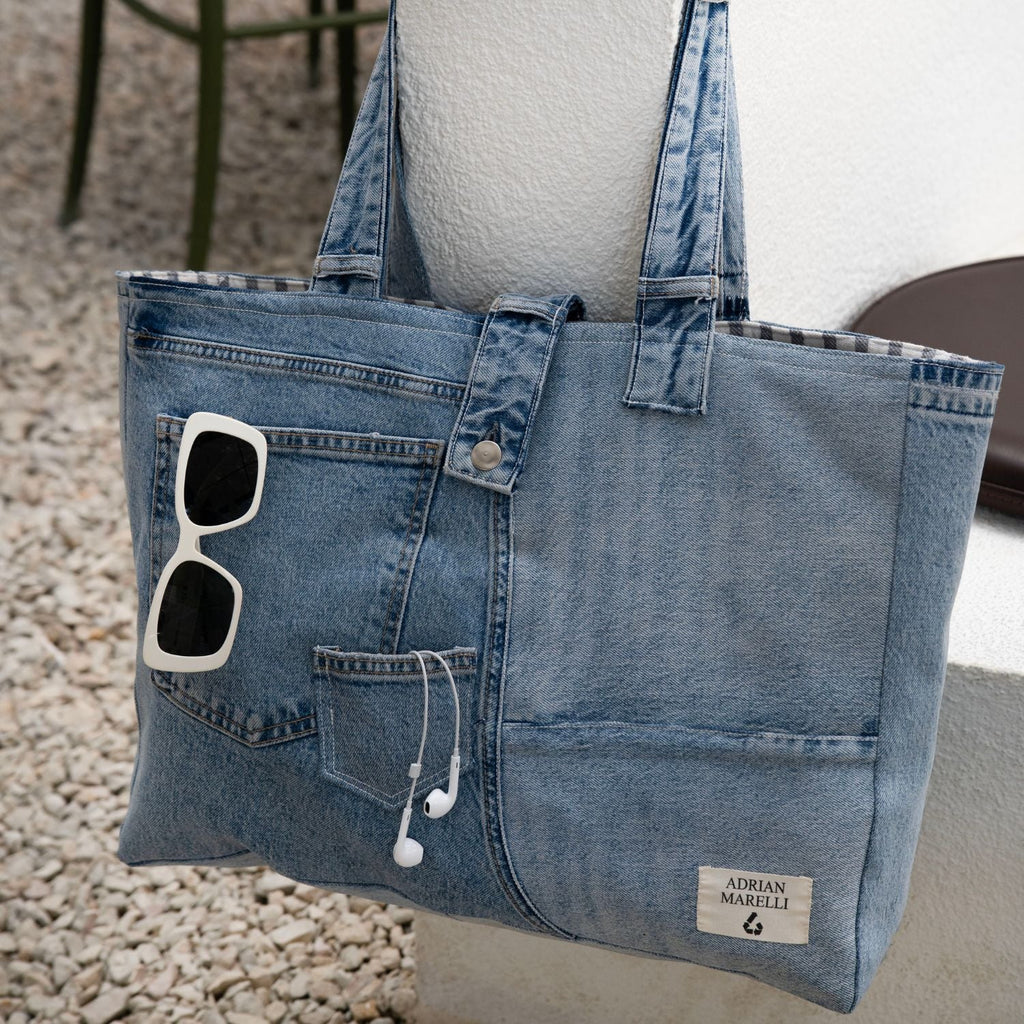 Brooklyn Heritage Tote / Recycled Denim White