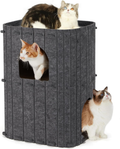 2-Story Cat House with Felt Caves for Multi-Cat Homes