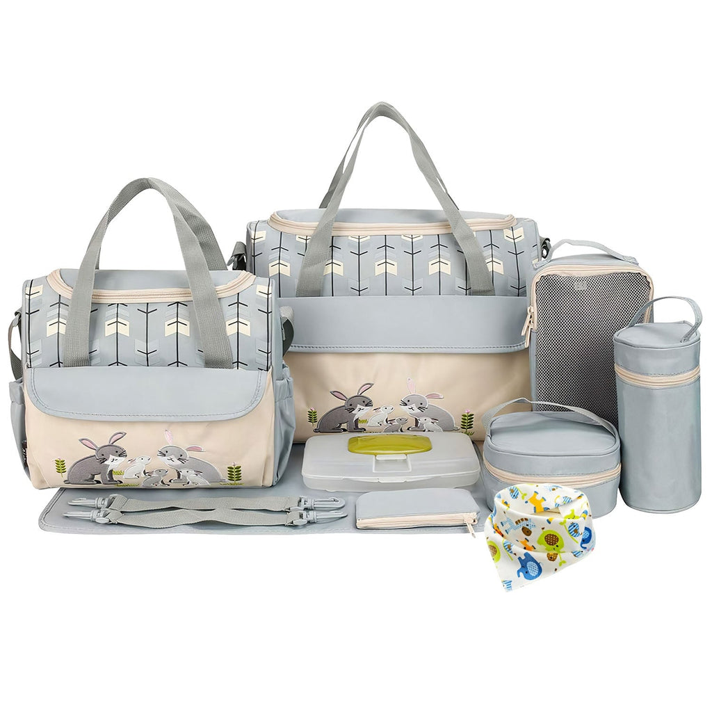 11PCS Baby Diaper Bag Set – Multifunctional with Bottle & Food Bags