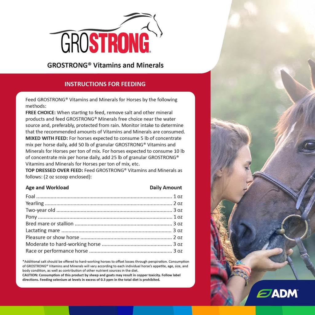 ADM Grostrong Horse Feed Vitamin & Mineral Nutrition 25 lbs.