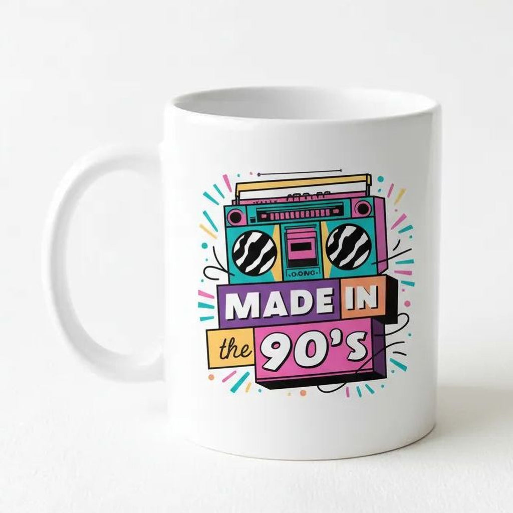 90s Nostalgia Mug – Retro Coffee Cup | Vintage Ceramic Hot Beverage Cup, Dishwasher Safe