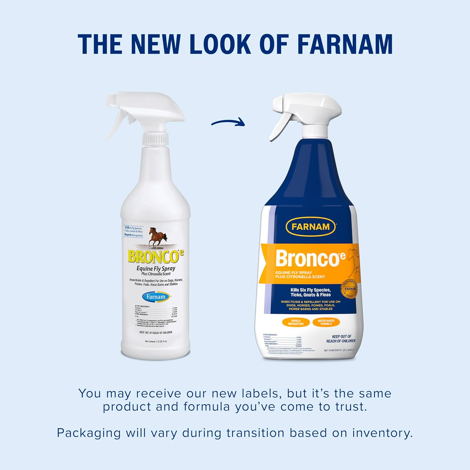 Farnam Bronco Equine Fly Spray Plus Citronella Repellent for Horses & Dogs 32 oz.