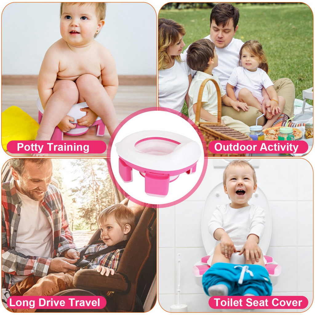 Portable Toddler Potty Toilet Foldable Potty Training Seat Cover with Splash Guard Include Storage Bag 20Psc Potty Bags Baby Toilet Trainer for Indoor