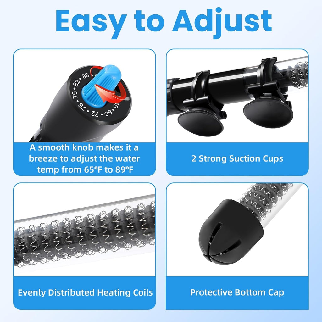 Aquarium Heater 25W-300W Adjustable Submersible Thermometer