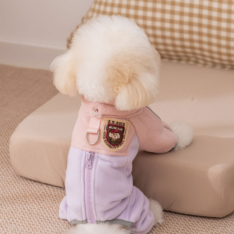 Winter Warm Fleece, Light Outdoor Color-blocking Polar Fleece, Small Dog Warm Four-legged Fleece, Pet Clothing