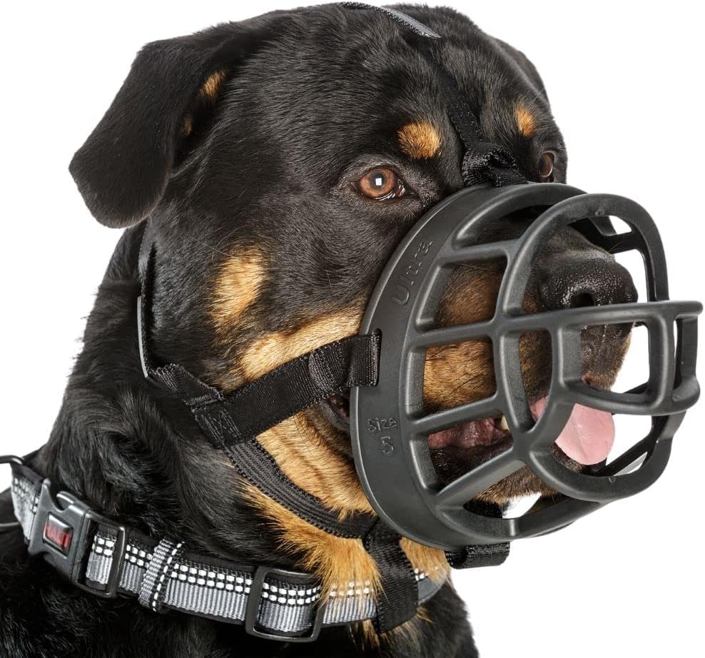 Baskerville Ultra Muzzle - Strong Thermo Plastic Rubber Humane Breathable Dog Training Muzzle Size 5