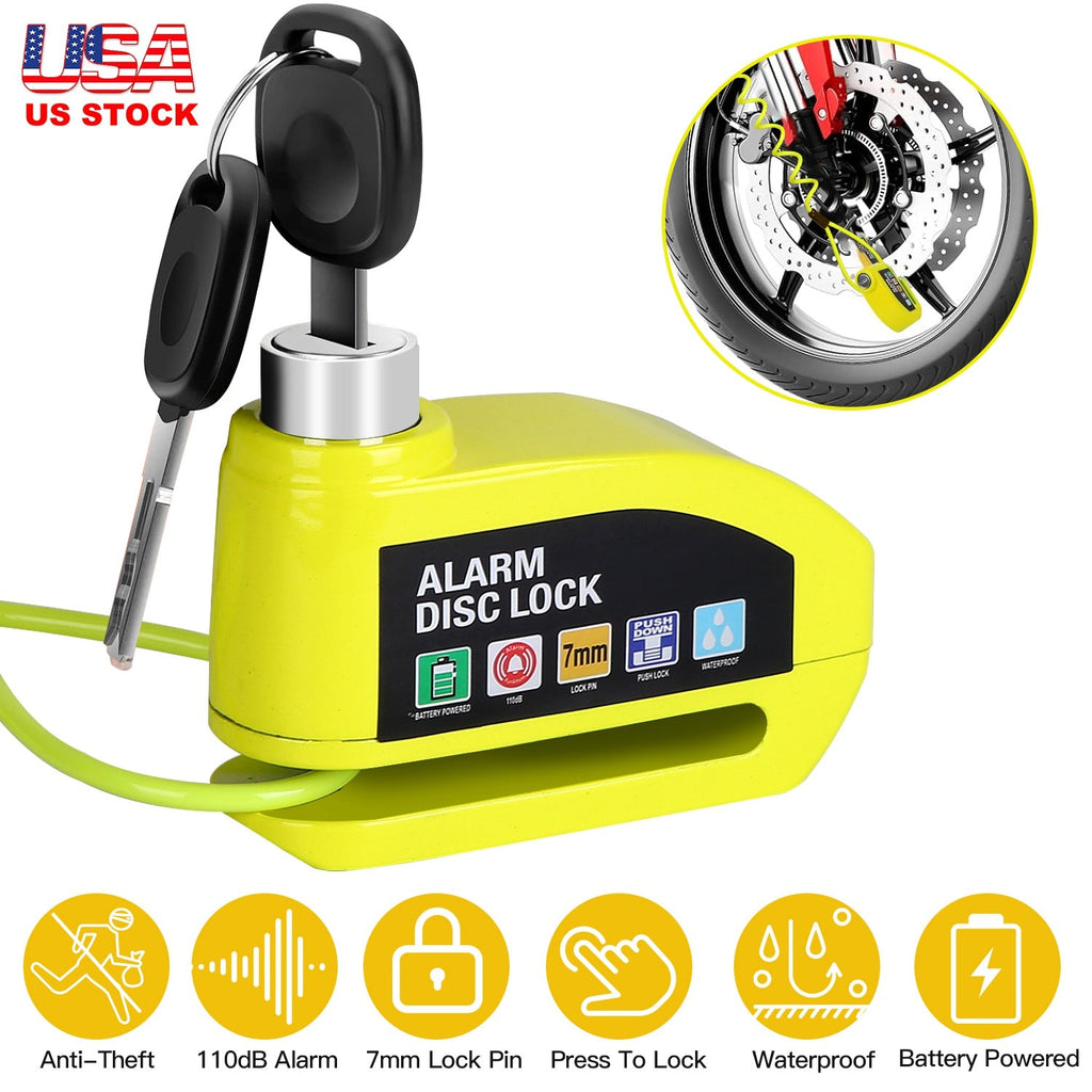 Motorcycle Disc Lock Alarm – Anti-Theft with 110dB Siren & Reminder Cable