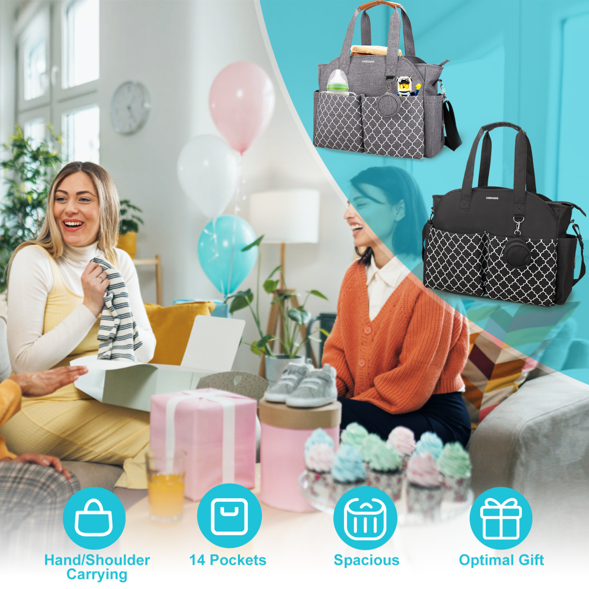 Multifunctional Baby Diaper Bag – 14 Pockets & Changing Tote