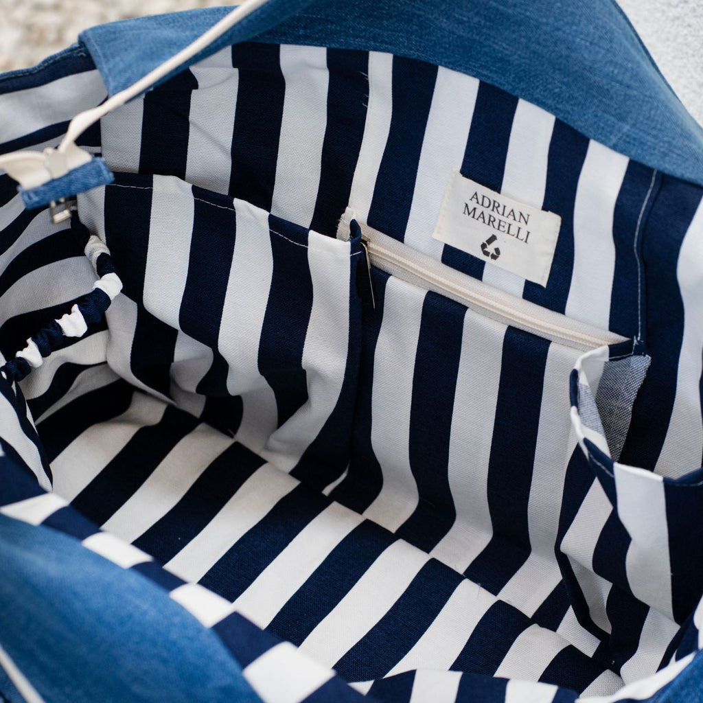 Upcycled Denim Sports Tote - Blue
