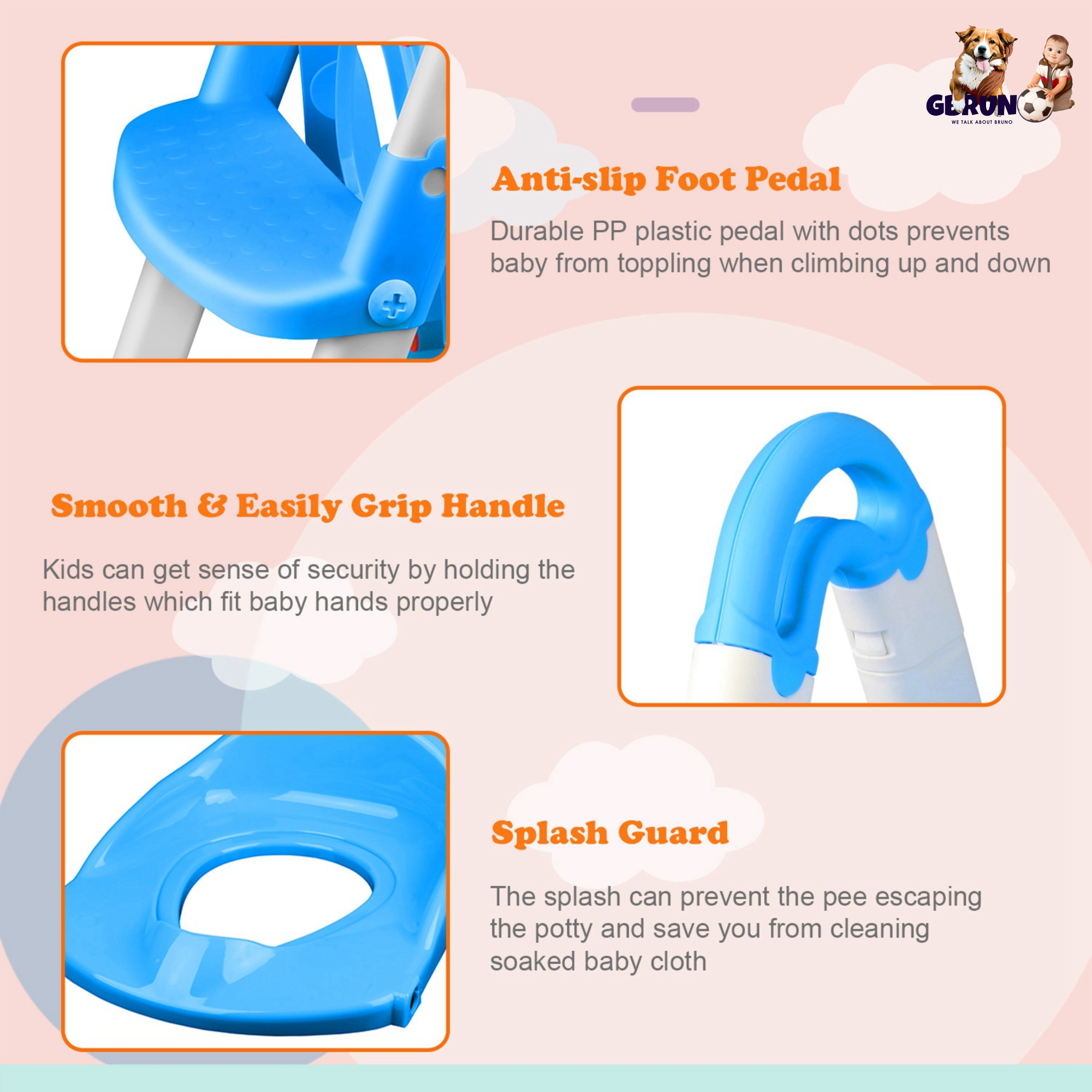 Kids Toilet Seat Toddler Potty Training Chair w/ Steps Stool Baby Toilet Ladder Anti-slip Safety