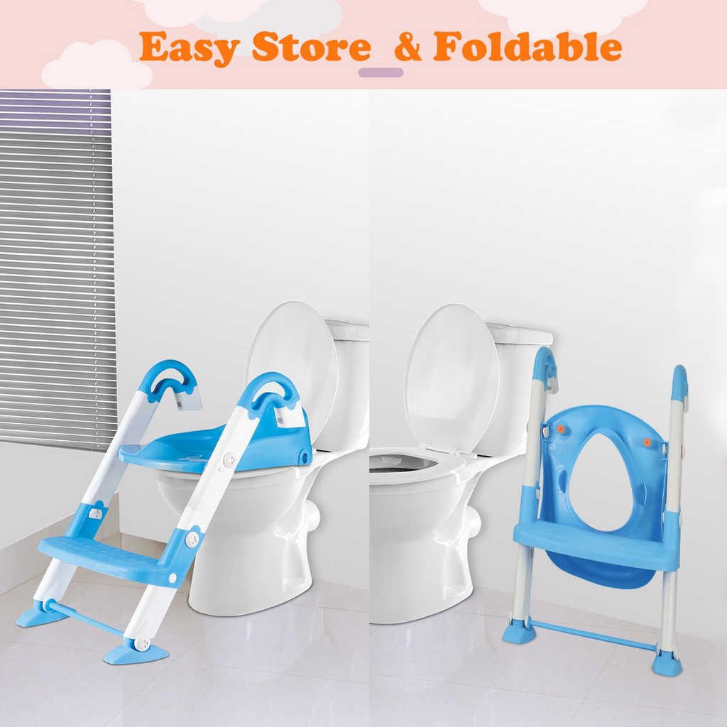 Kids Toilet Seat Toddler Potty Training Chair w/ Steps Stool Baby Toilet Ladder Anti-slip Safety