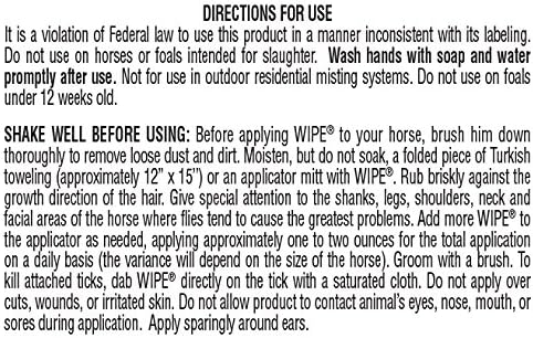 Farnam Wipe Fly Tick Protectant 32 oz. Repels Kills Flies Ticks Horses