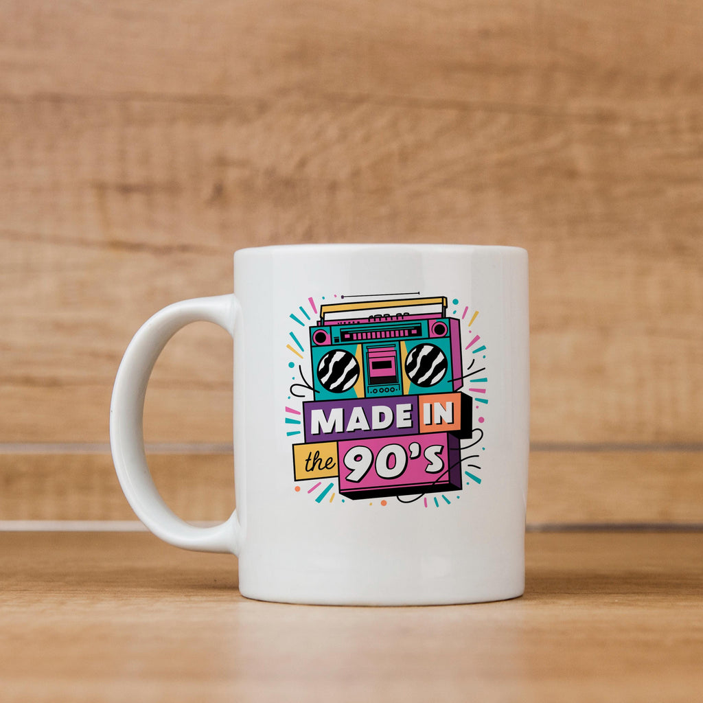 90s Nostalgia Mug – Retro Coffee Cup | Vintage Ceramic Hot Beverage Cup, Dishwasher Safe