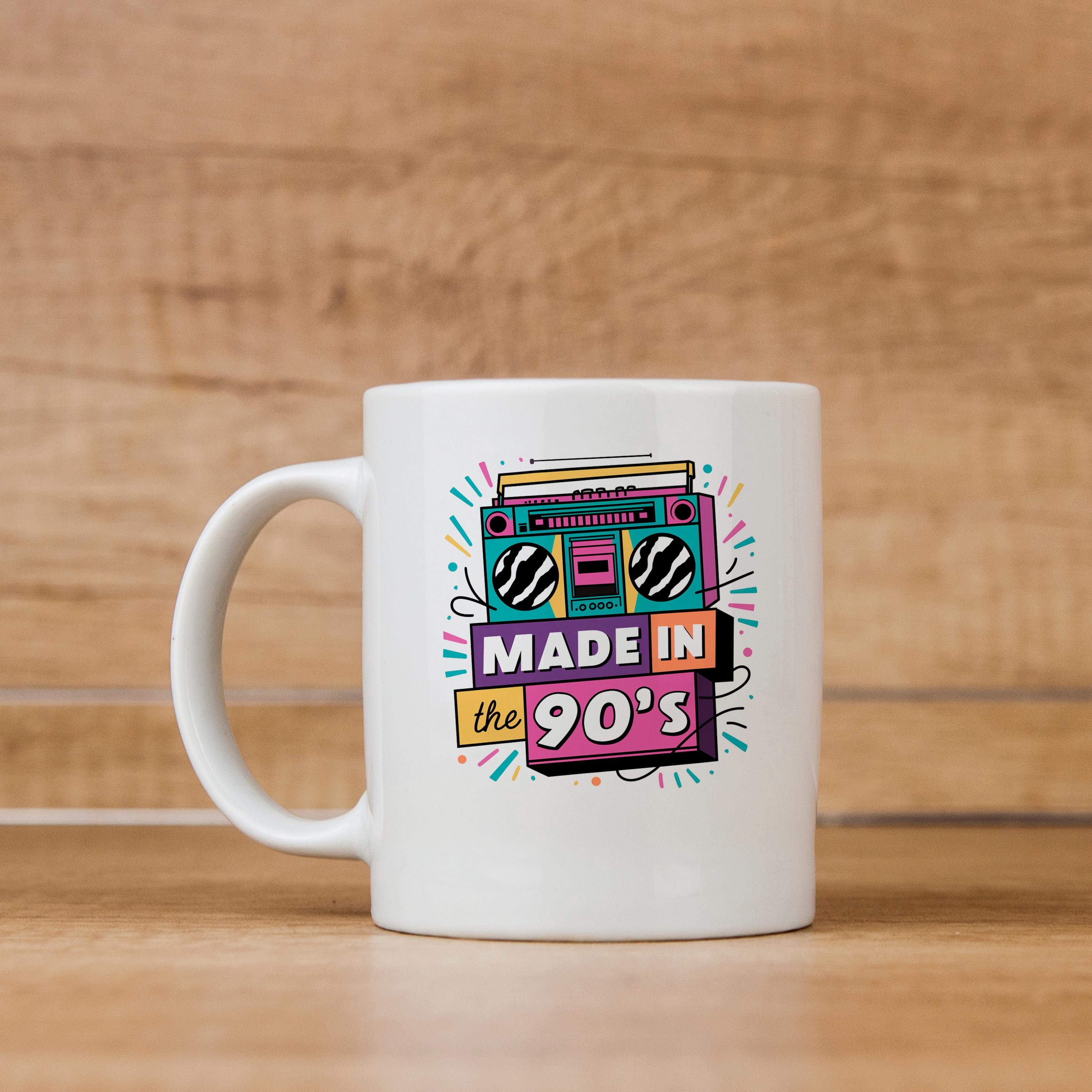90s Nostalgia Mug – Retro Coffee Cup | Vintage Ceramic Hot Beverage Cup, Dishwasher Safe