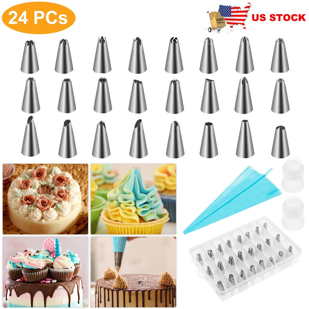 Cake Decorating Kit with 24 Tips, Bags & Case