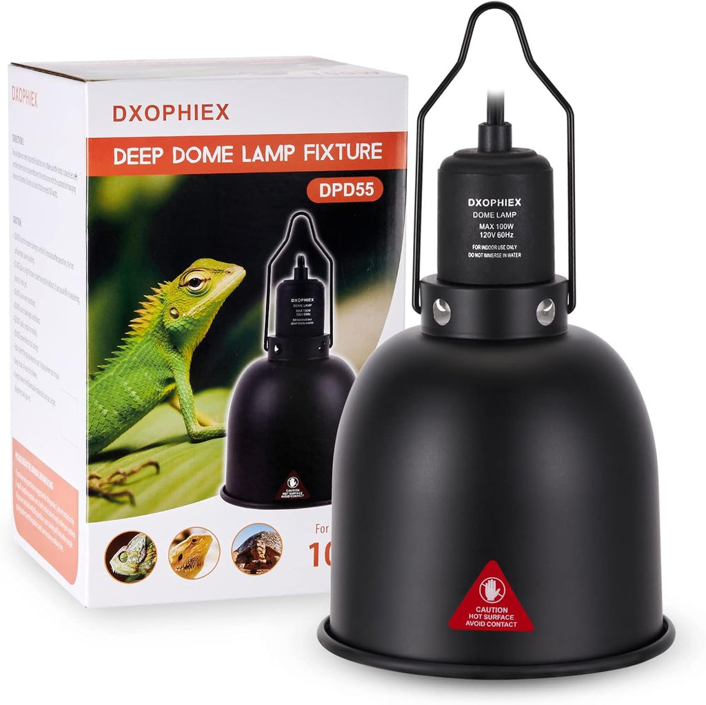 DXOPHIEX Reptile Heat Lamp Fixture Deep Dome Basking Light 5 Options