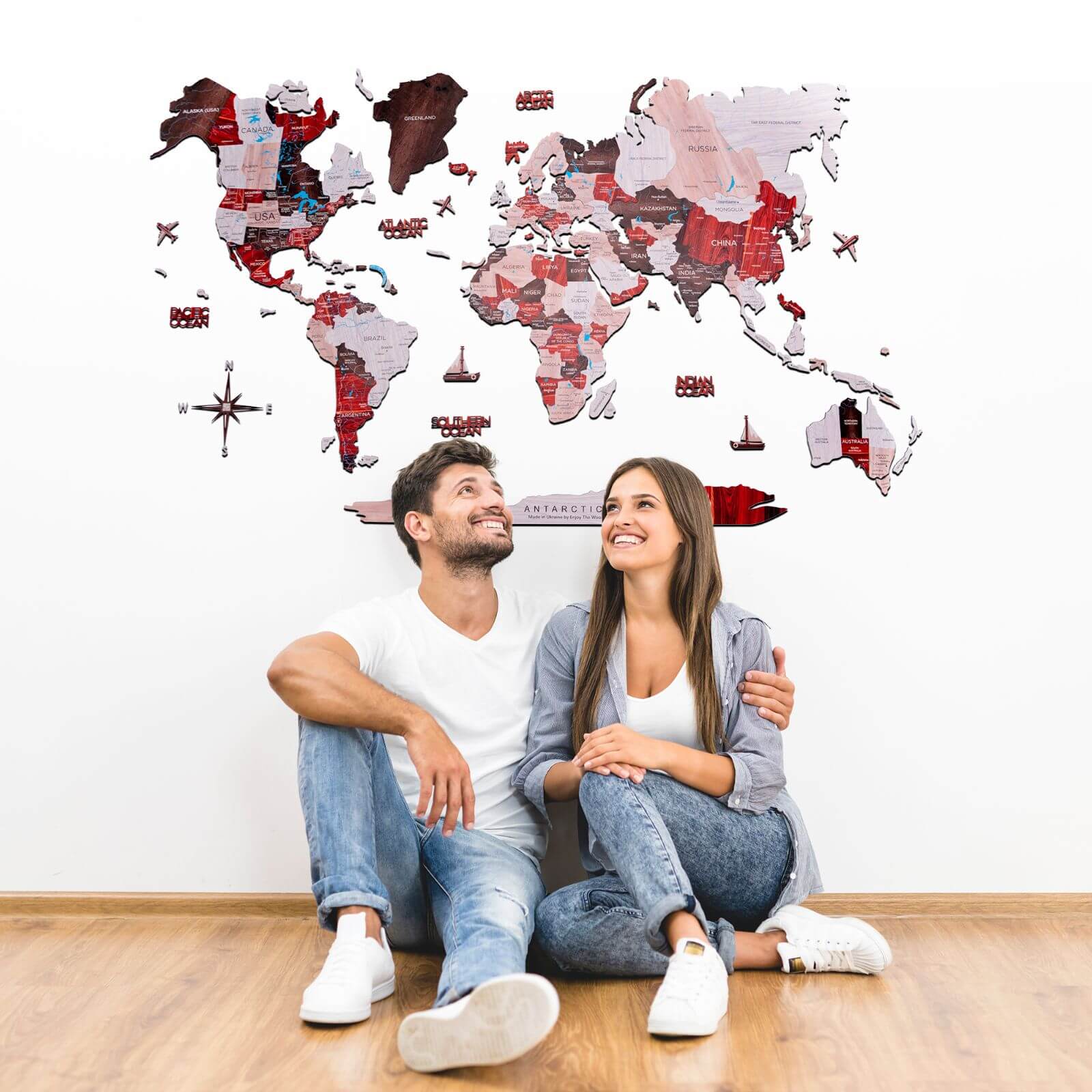 2D Wooden World Map Urban