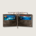 Classic Leather Bifold Wallet - Grey - Los Angeles