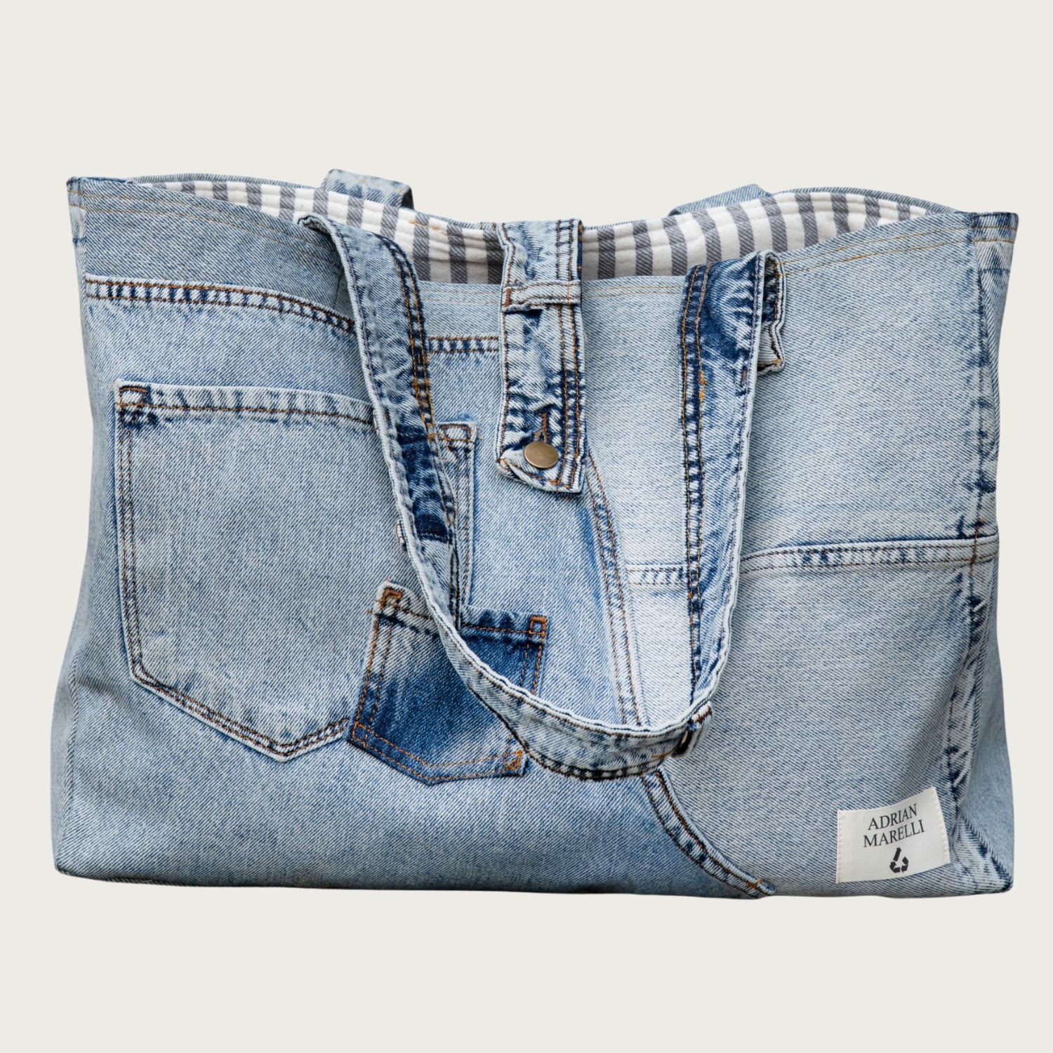 Brooklyn Heritage Tote / Recycled Denim Snow White
