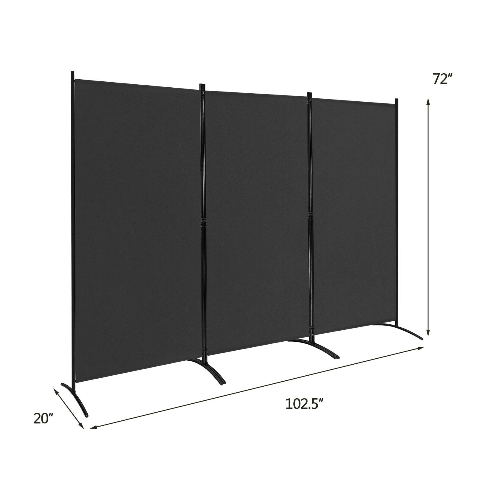 6 Feet 3 Panel Room Divider with Durable Hinges Steel Base