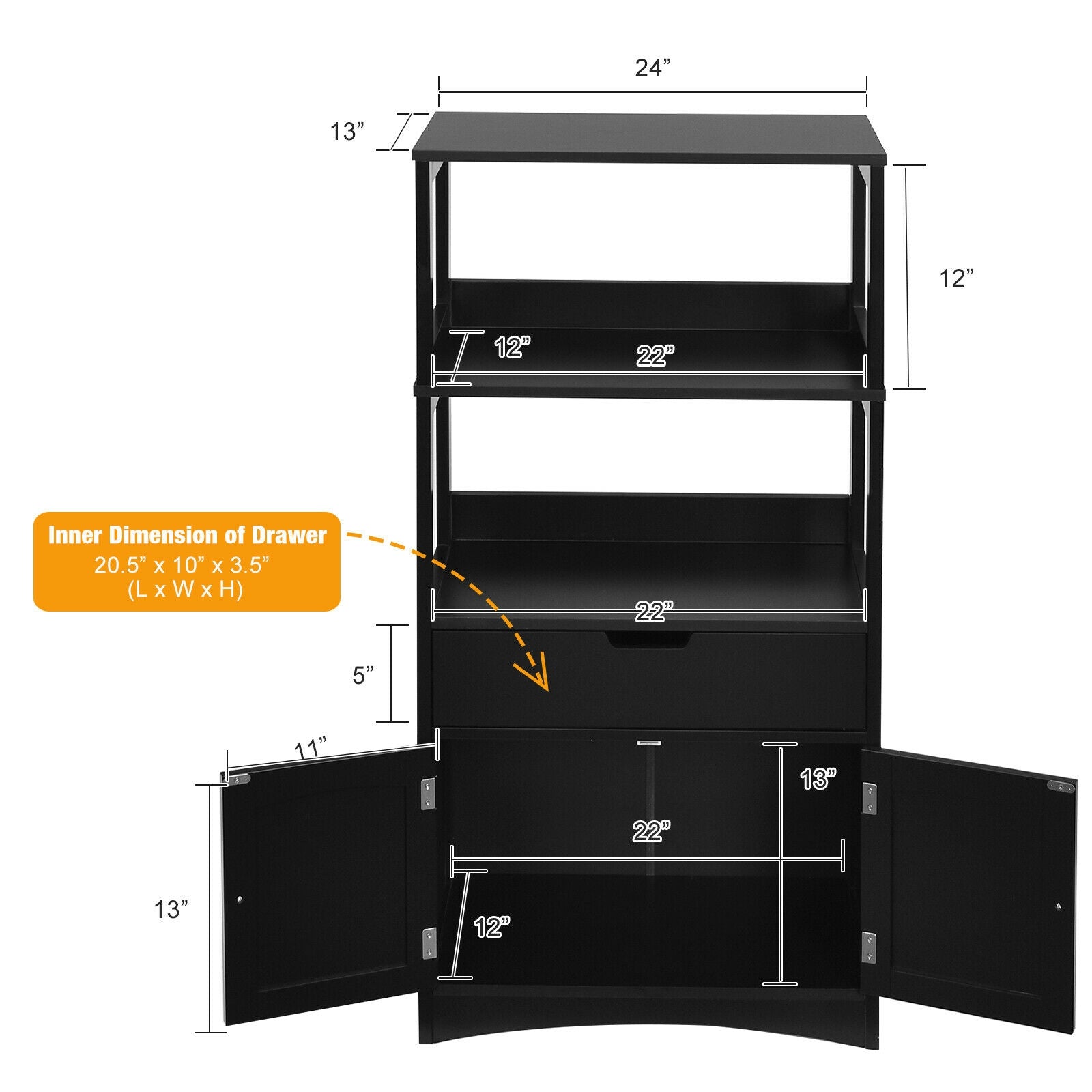 Bathroom Storage Cabinet with Drawer and Shelf Floor Cabinet