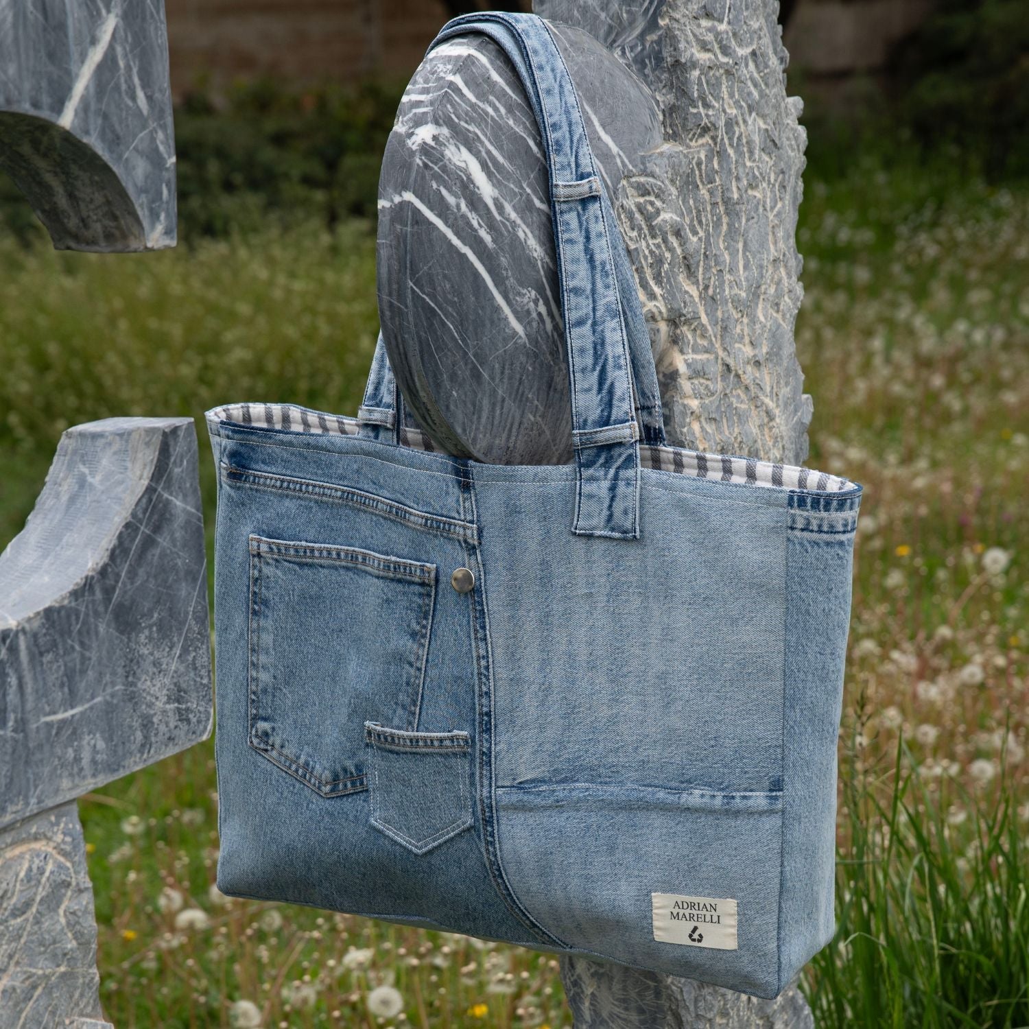 Brooklyn Heritage Tote / Recycled Denim White