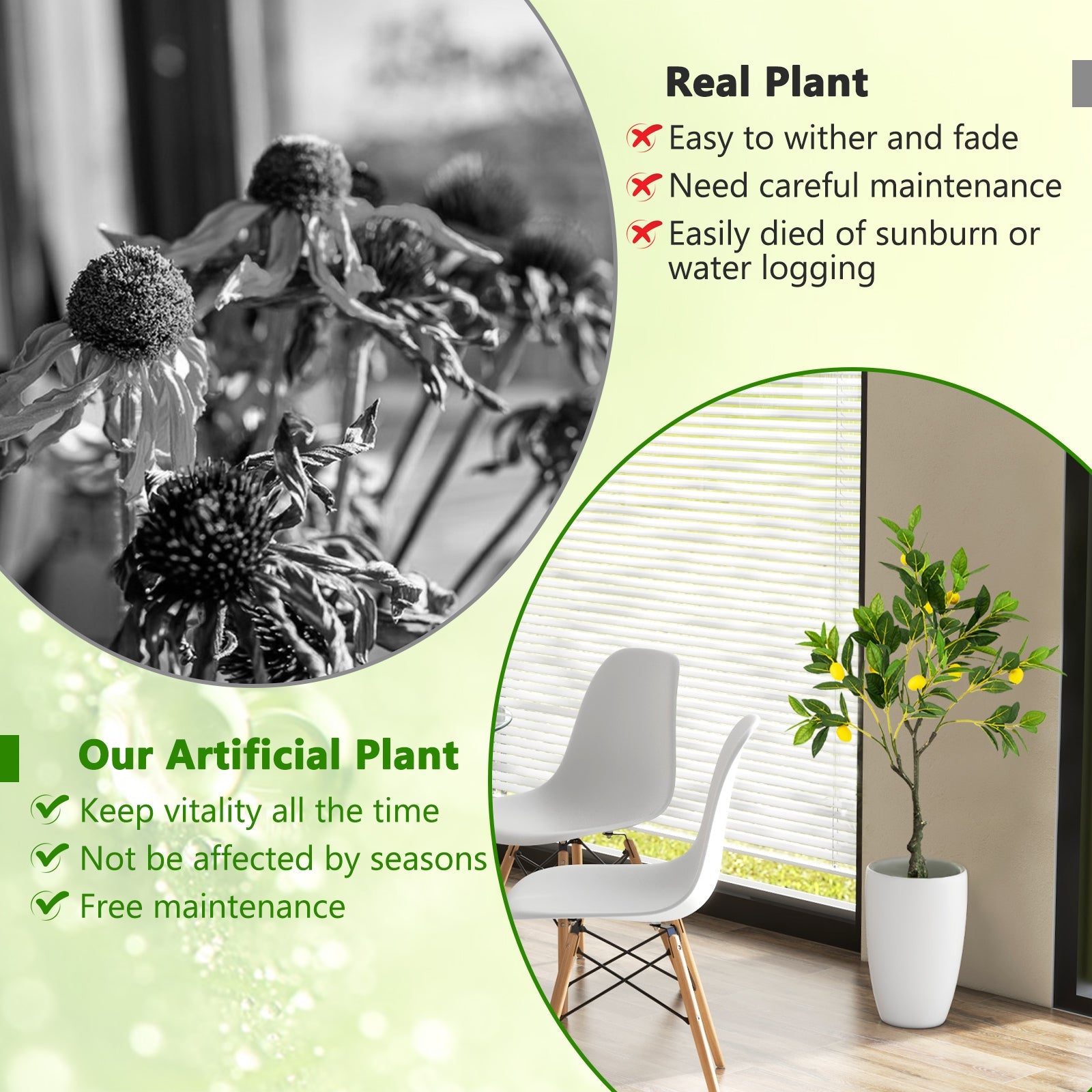Artificial Lemon Tree 2.6/4/5.2 Feet Tall Fake Lemon Plant wuth Lemon Fruits
