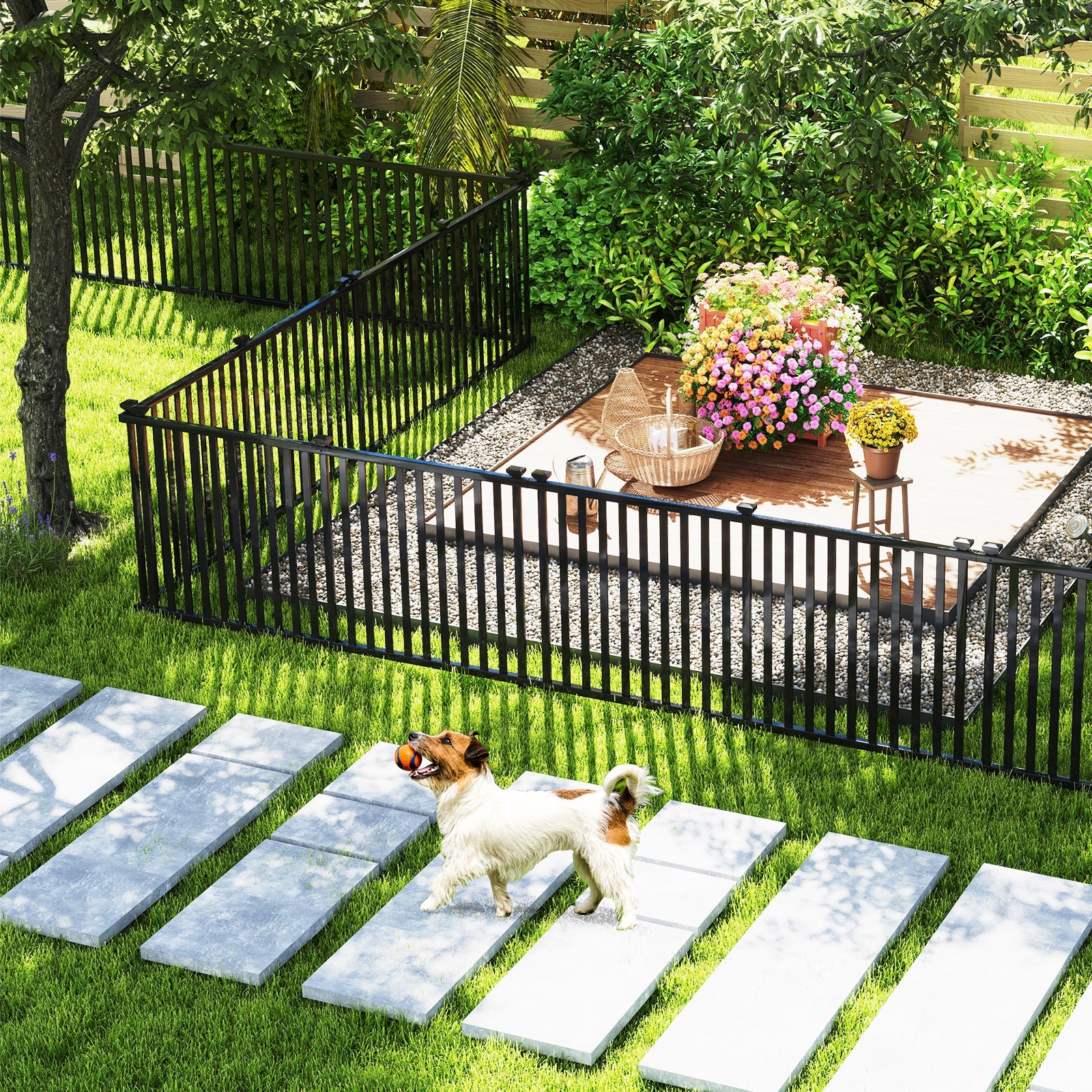 2 Piece 80 x 51 Inch Vinyl Picket Fence for Garden