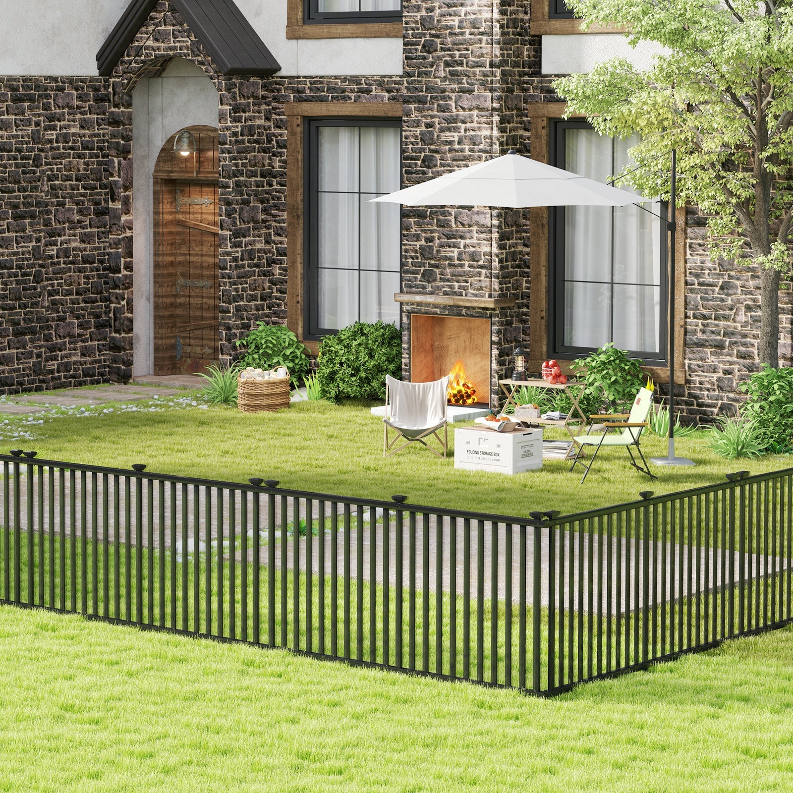 2 Piece 80 x 51 Inch Vinyl Picket Fence for Garden