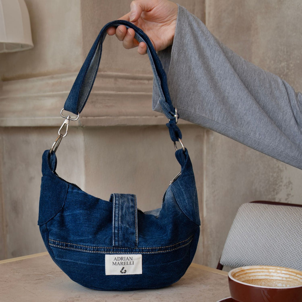 Brooklyn Crescent — Upcycled Denim Crossbody