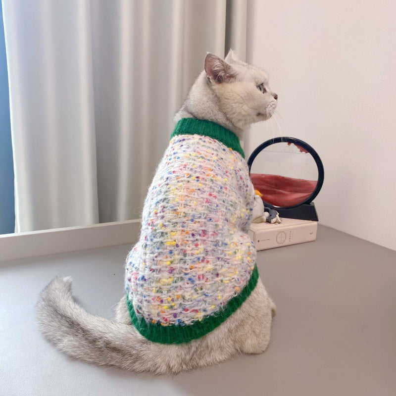 Pet Dog Color-Block Cardigan Sweater