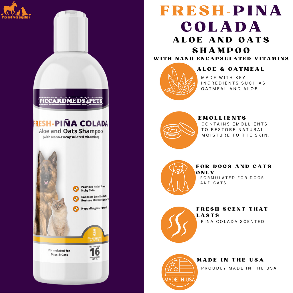 Piccardmeds4pets Piña Colada Aloe Oatmeal Pet Shampoo 16oz + Free Bandana!