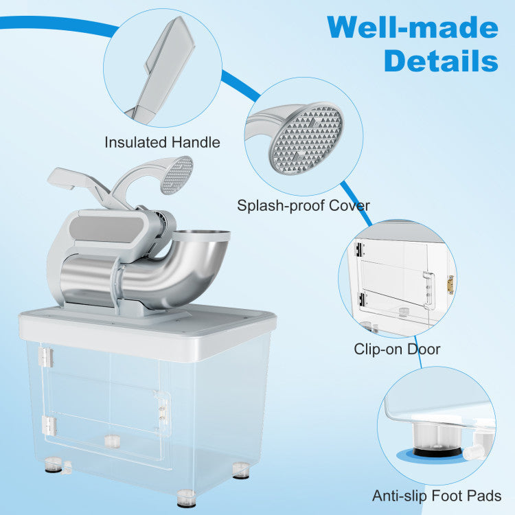 300W Commercial Ice Crusher with Dual Blades and Safety Switch