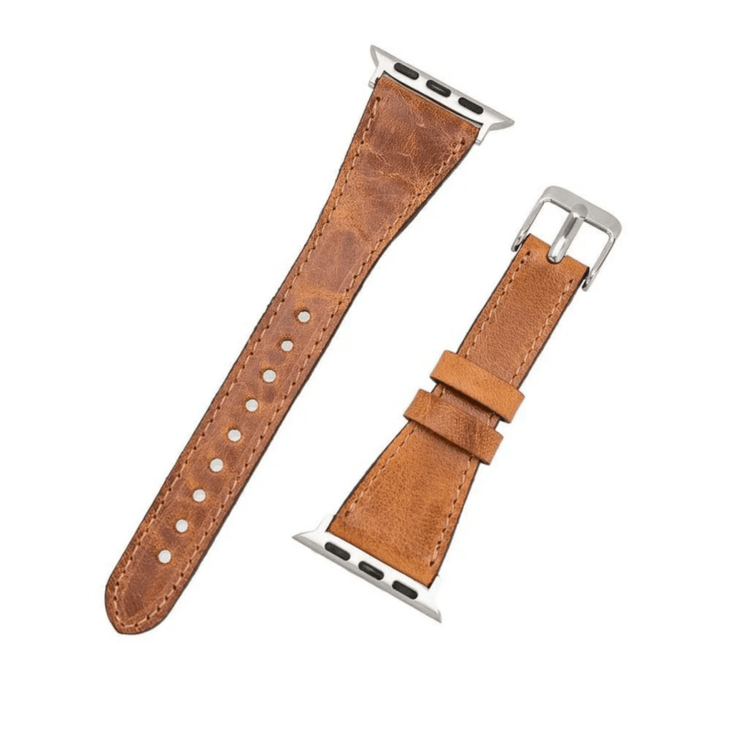 Classic Caramel Brown Leather Apple Watch Band - Dallas