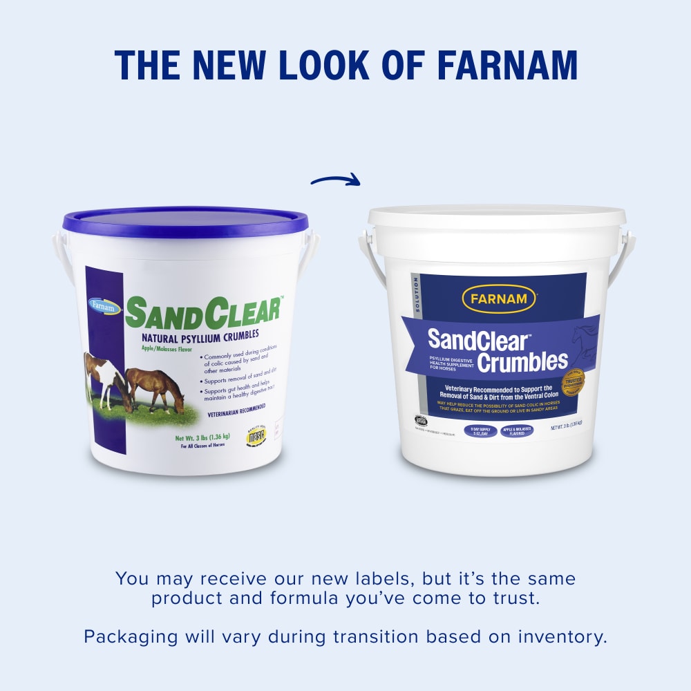 Farnam SandClear Psyllium Crumbles for Horses Digestive Support Sand Colic Risk 3lbs.