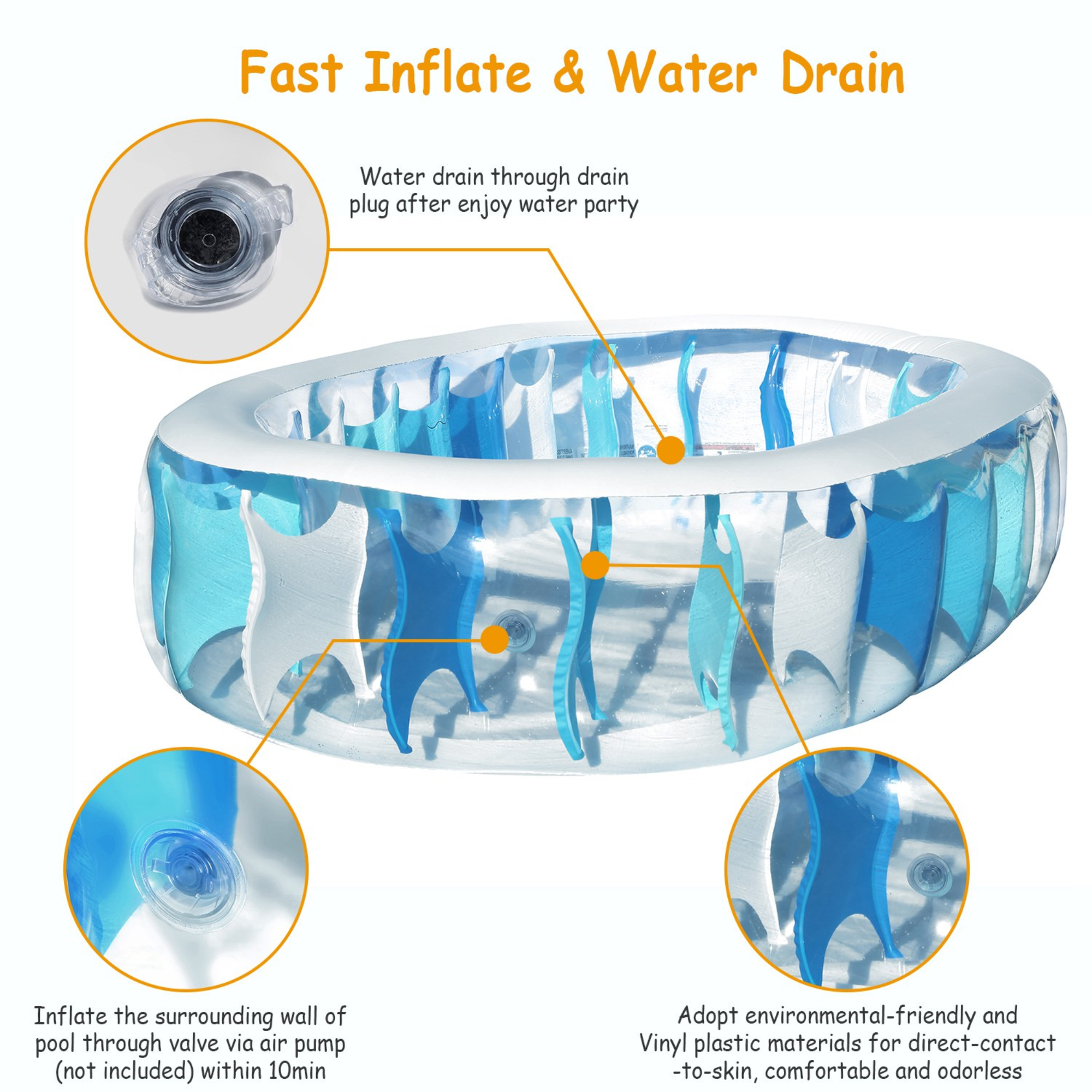GBruno 90×60×20” Inflatable Swimming Pool