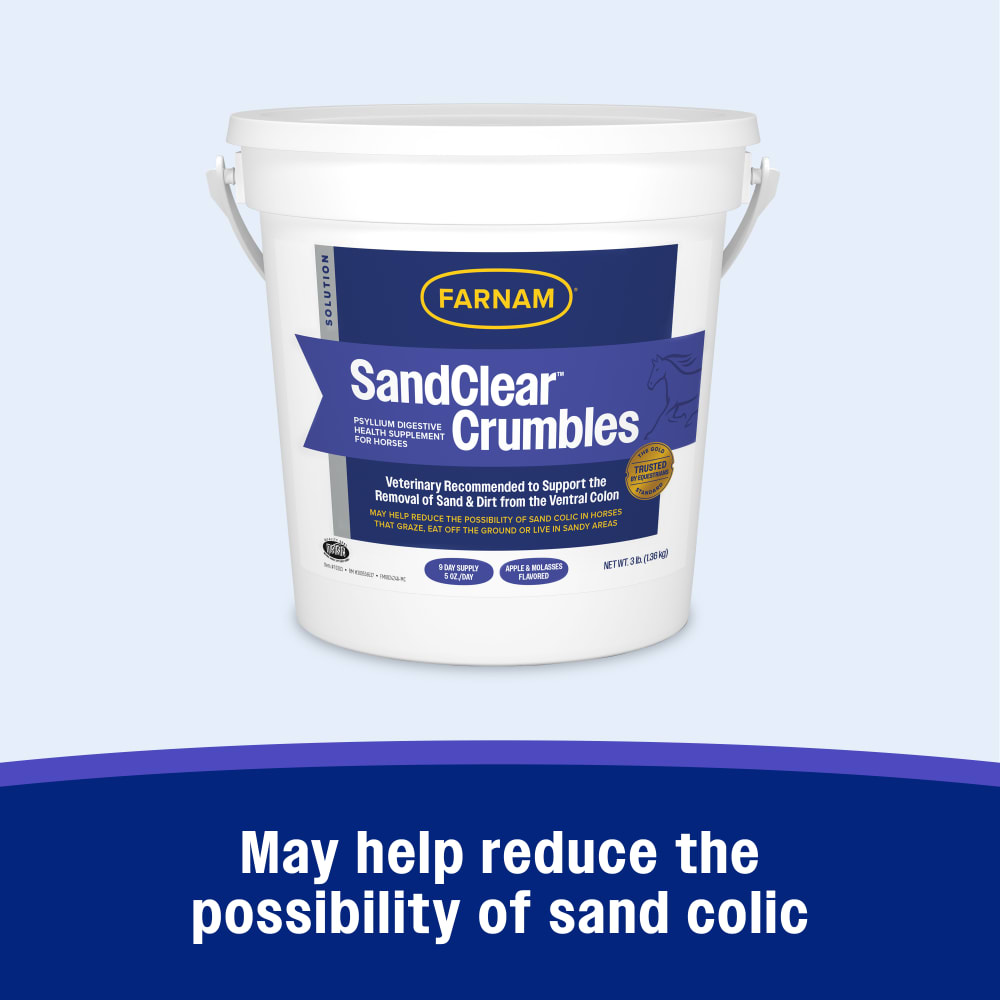 Farnam SandClear Psyllium Crumbles for Horses Digestive Support Sand Colic Risk 3lbs.