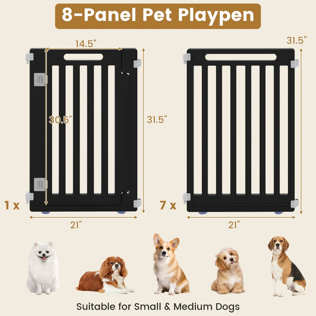 8-Panel Dog Playpen 31.5" Height Indoor Outdoor HDPE