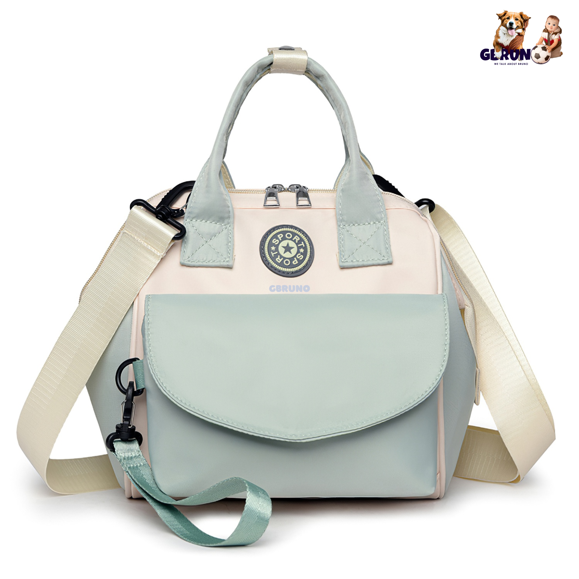 Baby Nappy Diaper Bag with 6 Pockets Burp Cloth Adjustable Shoulder Strap Detachable Small Bag Multifunctional Diaper Changing Bag with 2 Insulated Po