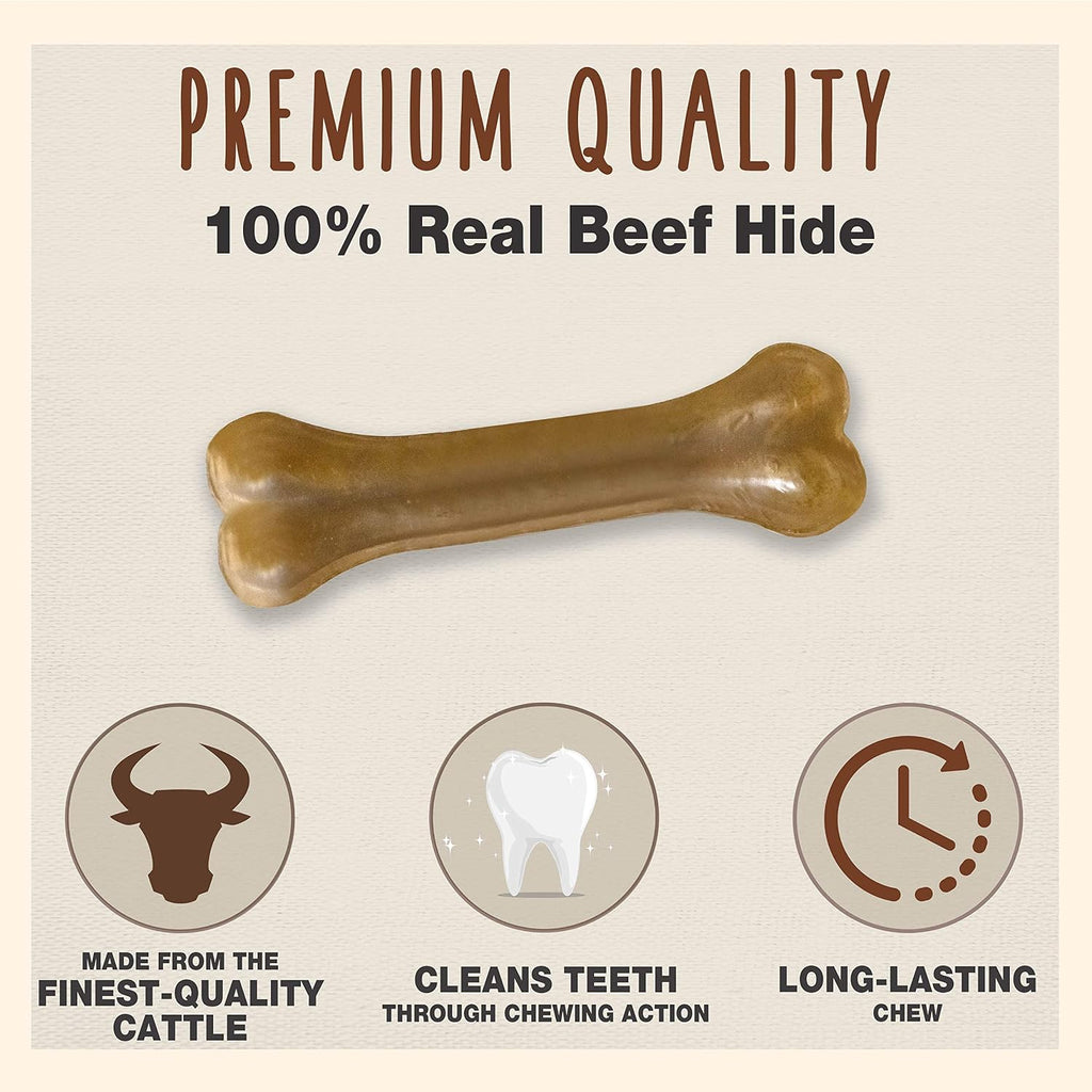 Cadet Pressed Rawhide Bones 6.5" Dog Chews Long Lasting Beef Hide 12 Pack