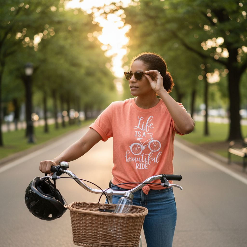 Bicycle Tshirt - Life is Beautiful Ride Quote - Graphic Tee Bicycle Gift