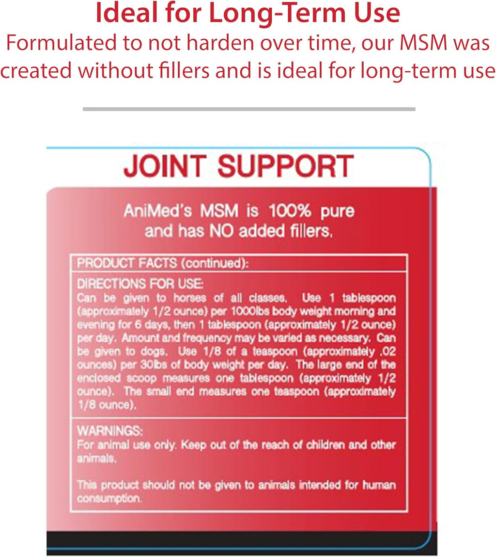 AniMed Pure MSM Horse Joint Supplement Horse Care Support USA Made 16 oz.