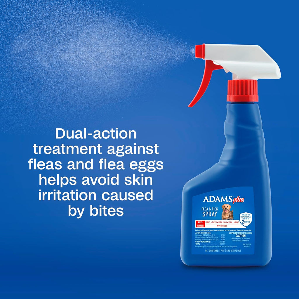 Adams Plus Pet Fleas & Ticks Spray for Cats and Dogs 16 oz.