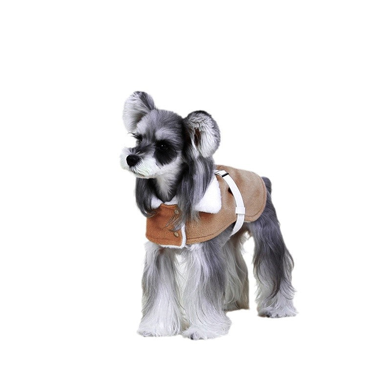 British-style Plush Schnauzer Greyhound Fashion Warm Cloak Coat