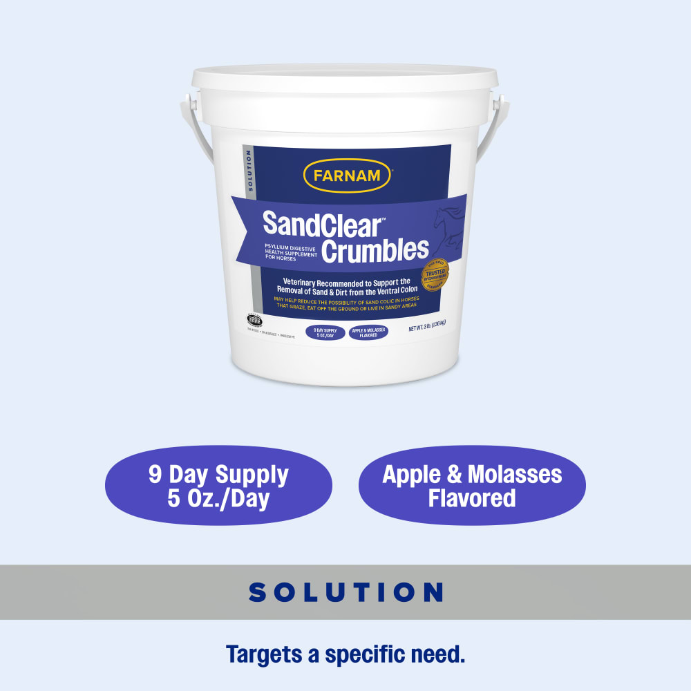 Farnam SandClear Psyllium Crumbles for Horses Digestive Support Sand Colic Risk 3lbs.