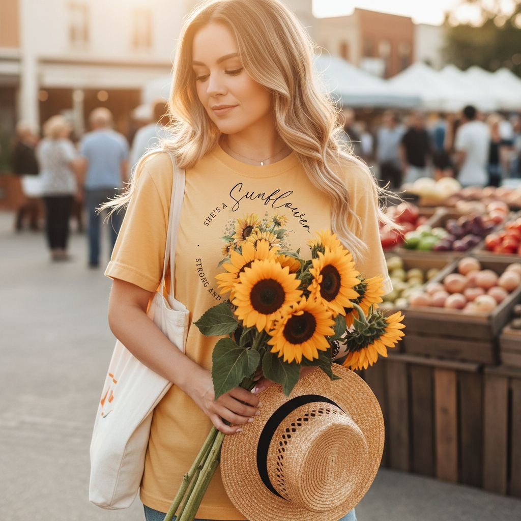 Sunflower Graphic Tee – Comfort Colors Shirt | Retro Boho Style, Soft Cotton