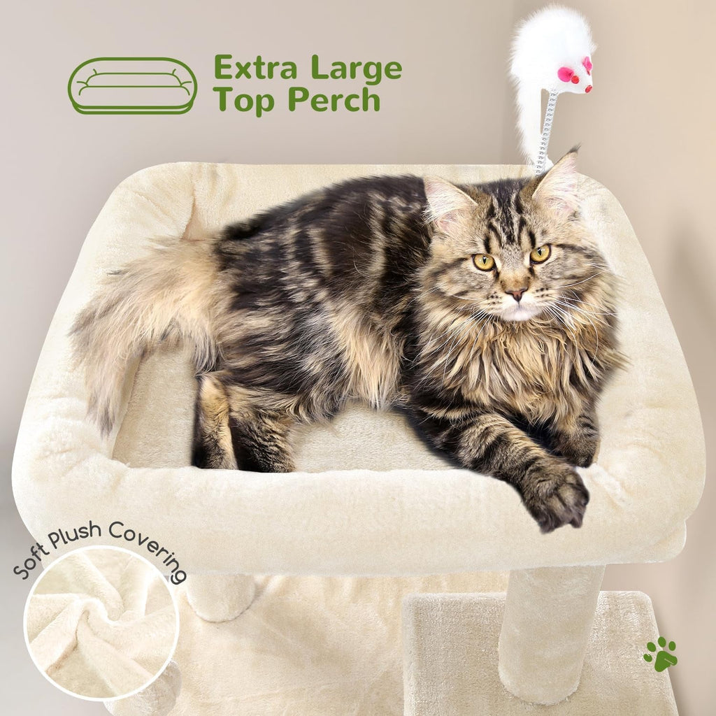 50-Inch Cat Tree Tower for Large Indoor Cats with Scratching Post & Caves